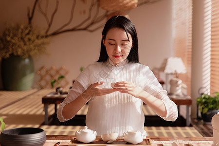 美女品茶 中国茶艺茶艺师高清图片