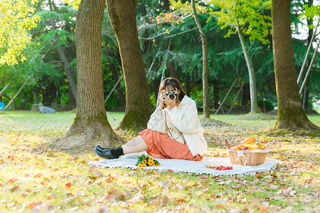 野餐绿植菜篮文艺女生户外拍摄背景