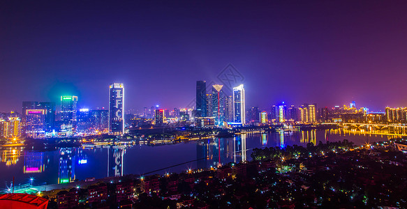 福州市区福州闽江夜景背景