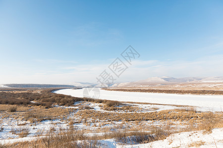 内蒙古冬季雪原风光背景图片