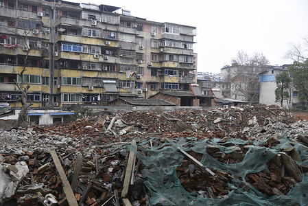 拆迁工地破坏建筑高清图片