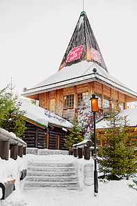 雪地小木屋芬兰洛瓦涅米圣诞老人村背景