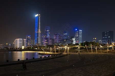 节日海滩节日的深圳湾公园海滩夜景背景