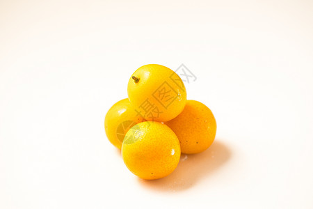 金橘柠檬新鲜的水果金桔摆拍白底图背景
