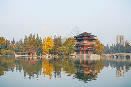 古宇湖安徽合肥古逍遥津背景