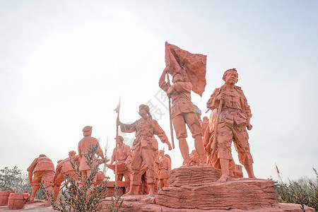 红军图红军长征雕塑群背景