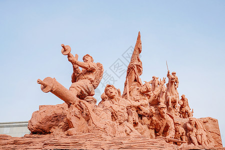 长征组歌红军长征雕塑群背景