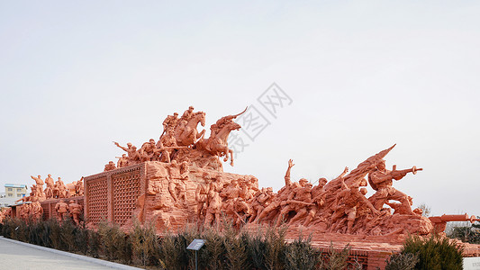 红色长征红军长征雕塑群背景