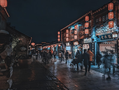 古镇夜扬州东关街夜景背景