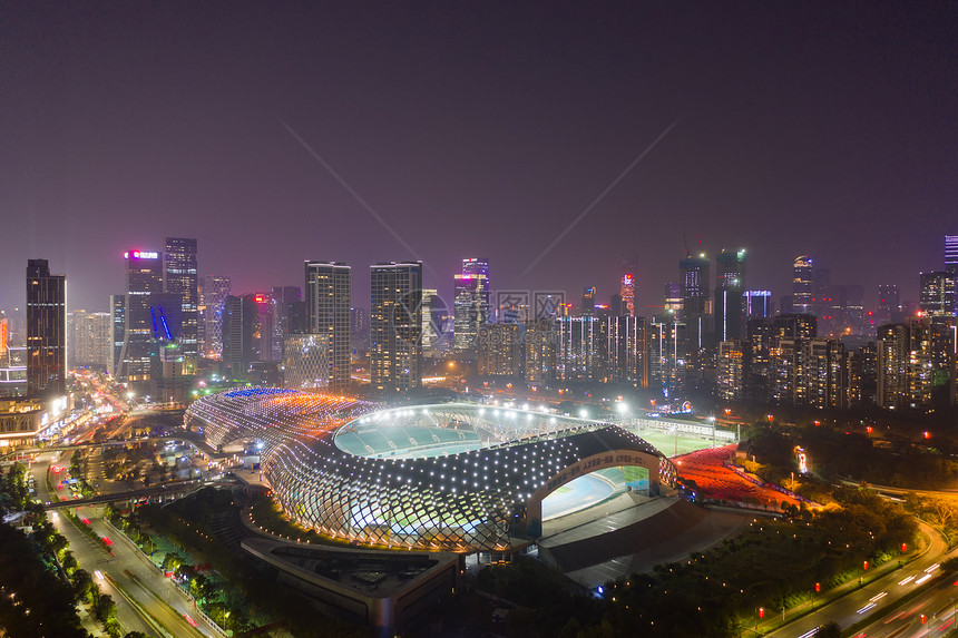 深圳湾体育场夜景图片