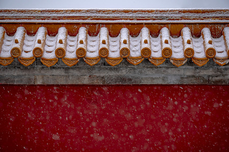 红墙雪雪飘宫殿背景