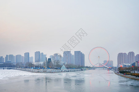 海卫一海河上的天津眼背景