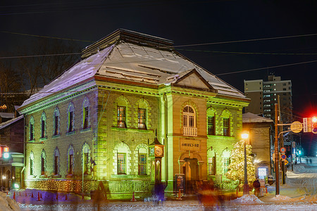 北海道小樽八音盒堂夜景背景图片