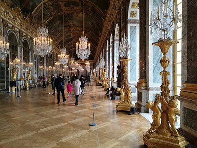 法国凡尔赛宫法国巴黎凡尔赛宫镜廊背景
