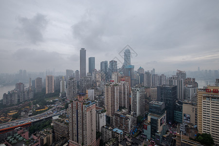 宏大场景阴雨绵延的重庆市渝中区背景