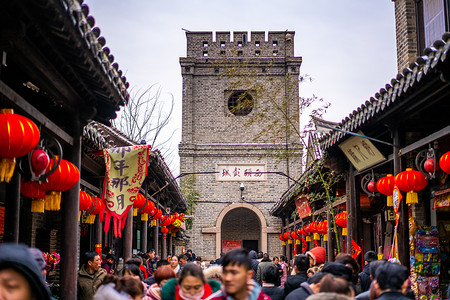 江苏徐州窑湾古城新年风光背景