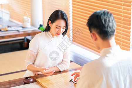 双人下棋模特棋手高清图片