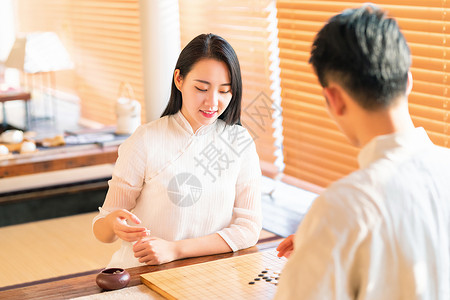 双人下棋模特棋手高清图片