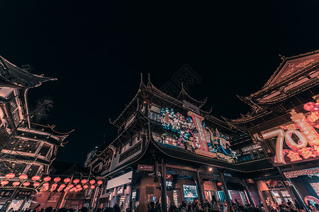 上海城隍庙夜景背景图片