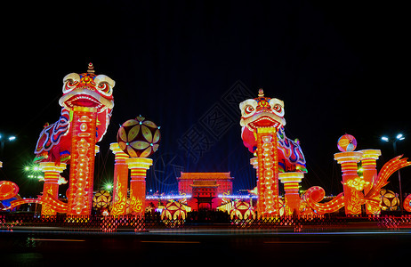 龙年圣诞夜景元宵节花灯背景