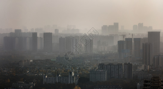 环保污染浓雾下的成都市武侯区背景