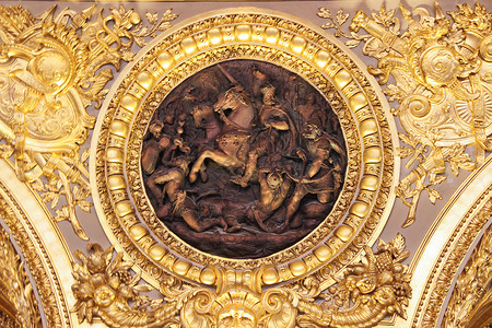 雕塑壁画巴黎卢浮宫拱顶背景