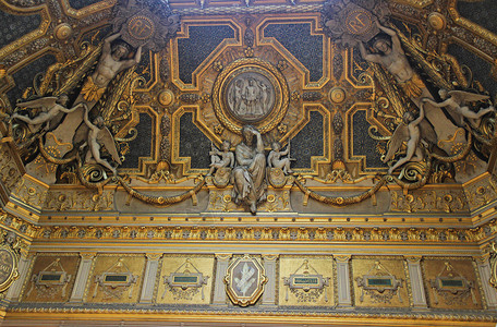 房顶壁画巴黎卢浮宫拱顶背景