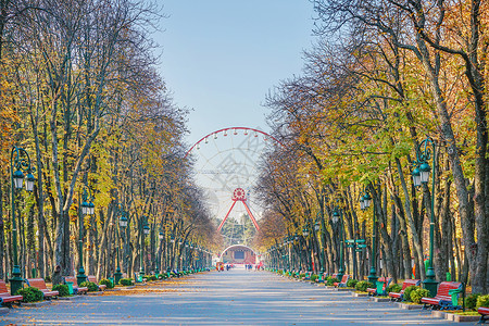 乌克兰哈尔科夫彩色公园乌克兰摩天轮背景
