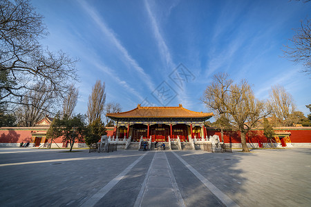 宫廷黄北京景山公园寿皇殿背景