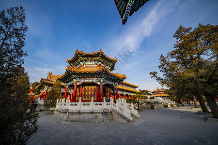 殿顶北京景山公园寿皇殿背景