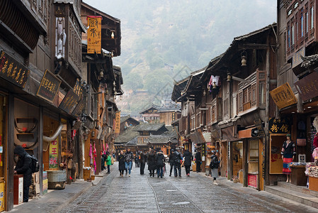 少数民族民居贵州西江千户苗寨风光背景