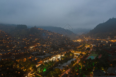 贵州西江千户苗寨夜景背景