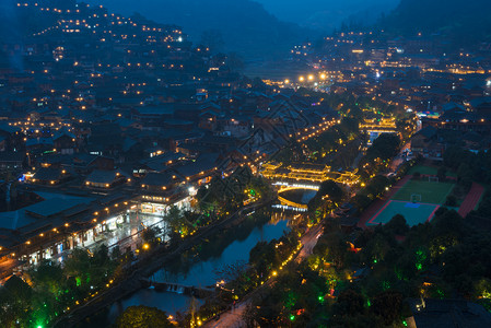 贵州西江千户苗寨夜景背景