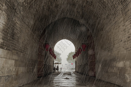 西安城墙初冬图片