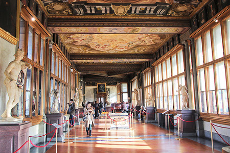 佛罗伦萨乌菲兹美术馆走廊背景图片