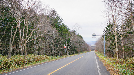 日本北海道阿寒摩周国立公园道路高清图片