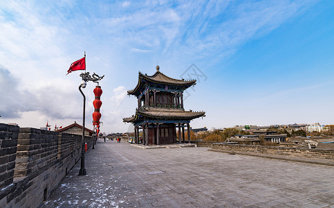 西安城墙初冬高清图片