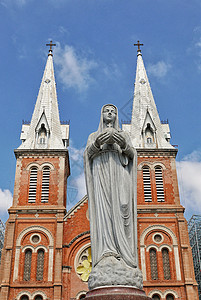 红市越南西贡圣母玛利亚天主教堂背景
