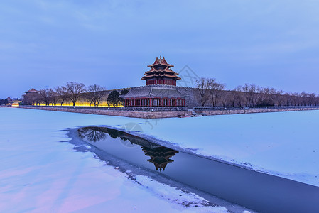 紫禁城雪景北京角楼雪景背景