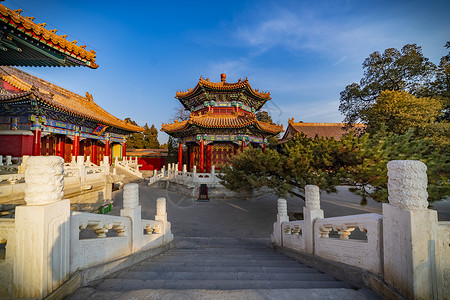 中国皇家北京景山公园寿皇殿背景