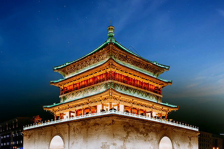 西安夜景古建筑背景图片