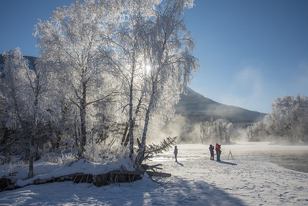 新疆喀纳斯冬季雪景高清图片