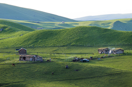 新疆草原牧场山地背景图片