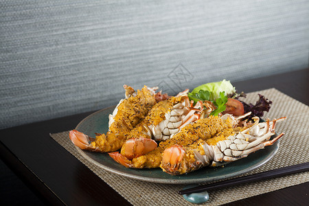 越南 食物蒜蓉牛油焗龙虾背景