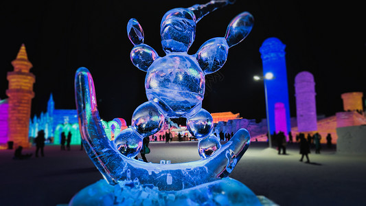 欢迎2018哈尔滨冰雪大世界冰雕背景