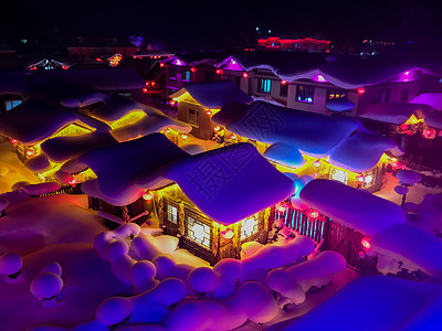 东北雪乡夜景高清图片