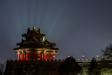 北京故宫紫禁城角楼灯会背景图片
