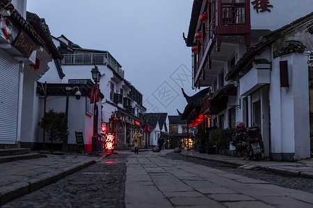 古巷夜景古镇夜景背景