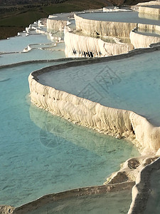 梯田式的土耳其旅游风光棉花堡天然梯田式钙化池背景