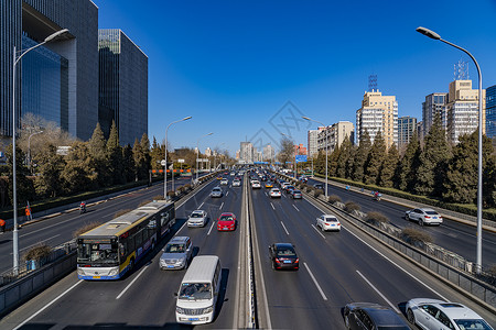 冬天的公路北京东直门交通背景